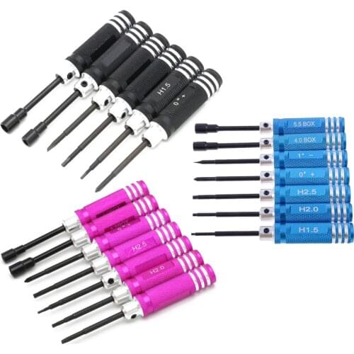 7pcs/Set Hex Screw Driver Tool Kit 1.5-5.5mm Slot Spanner Screwdriver For RC Car Truck Drone Helicopter Airplane Multirotor Toy