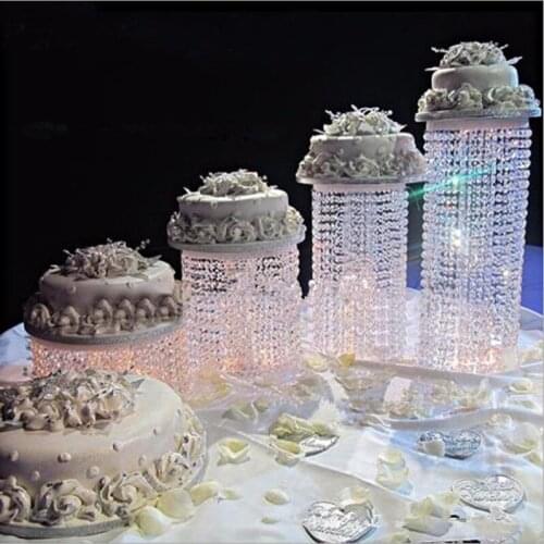 New Hot Luxury Crystal Acrylic Cake Stand Wedding Table Top Decoration Centerpieces Cake Display For Birthday Party Supplies