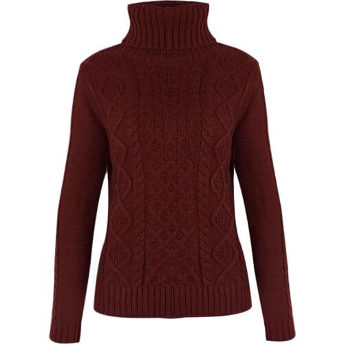 New Arrival Women High Collar Twist Sweater Knitted Turtleneck Striped Ladies Tops Pullovers Casual Long Sleeve Autumn Winter