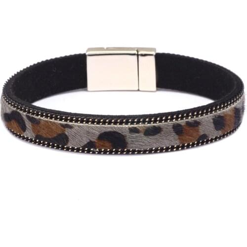 XIAONIANSHI New Women Leopard Magnet Buckle Leather Bracelet Charm Bracelets For Men Boys Women Girl Jewelry Accessories Gifts