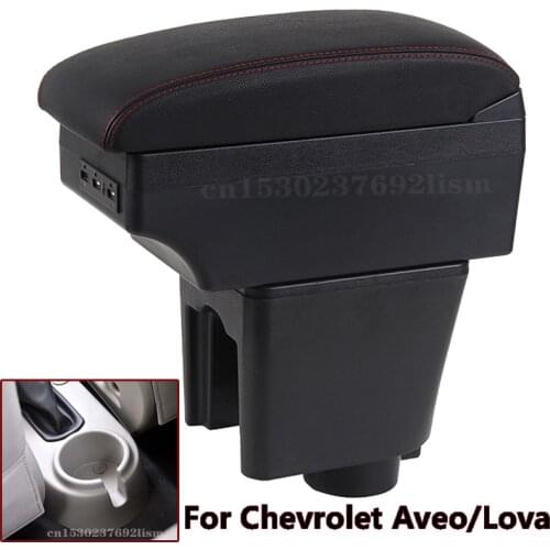 Armrest For Chevrolet Aveo/Lova T200/T250 2002-2011 Dual Layer Large Space Central Store Content box car accessories USB