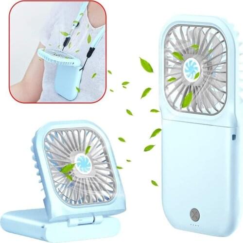 Portable Hanging Neck Fans Mini Folding USB Rechargeable Mute Handheld Adjustable Air Cooler Home Office Desk Outdoor Travel