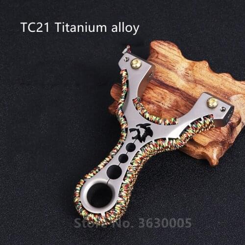 New TC21 Titanium Alloy Slingshot Fast Compression Design Flat Leather Slingshot Outdoor Hunting Shooting Accessories