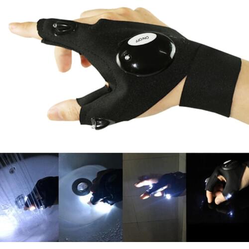 Fishing Magic Strap Fingerless Glove LED Flashlight Torch Cover Camping Hiking Lights Multipurpose Charged Party Supplies