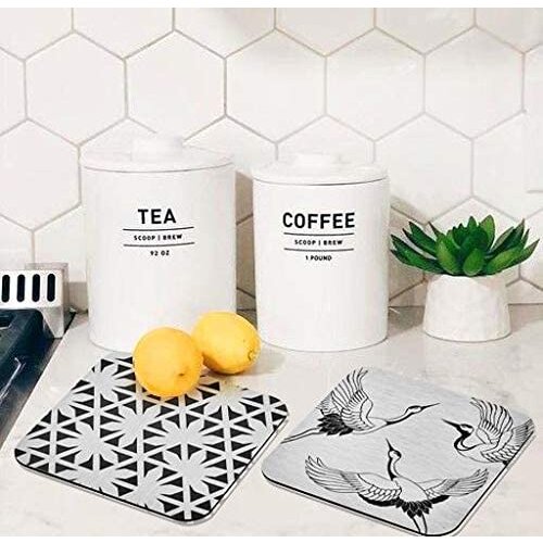 The Mia Nihale Stork Silver-Easy to Clean, Stain-Resistant Printed Surface and Protective Cork 17 x 17 cm