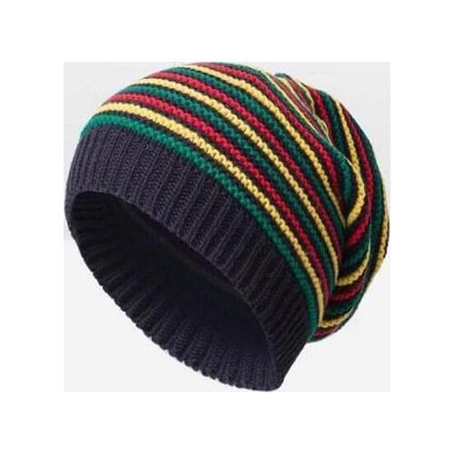 Pom Pom Winter Hip Hop Hat Bob Marley Jamaican Rasta Reggae Multi-colour Striped Beanie Hats For Mens Women Beanies Ski Knit Hat