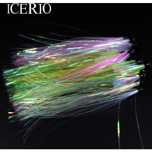 ICERIO 4PCS Tube Fly Fishing Salmon Trolling Flash Series Buck-Tailing Tube Flies