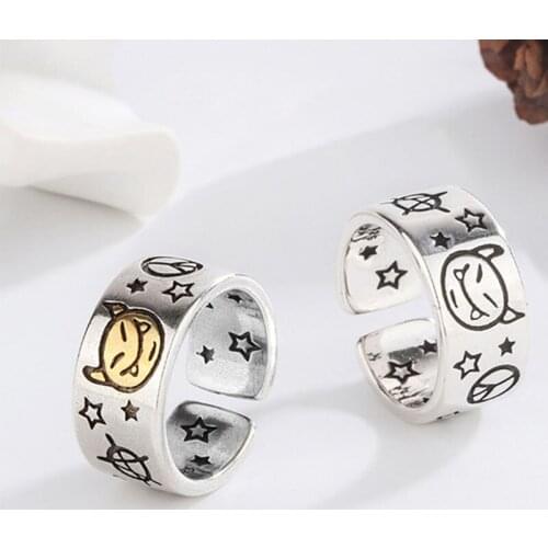 VENTFILLE 925 Sterling Silver Vintage Demon Ring For Women men Female Charms Jewelry Men Antique Knuckle Ring Fashion Party Gift