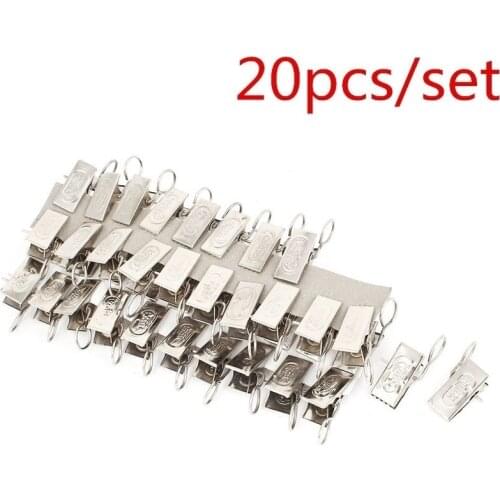 20pcs Stainless Steel Window Shower Curtain Rod Clips Rings Drapery Clips Fabric Clips Suspender Metal Clips