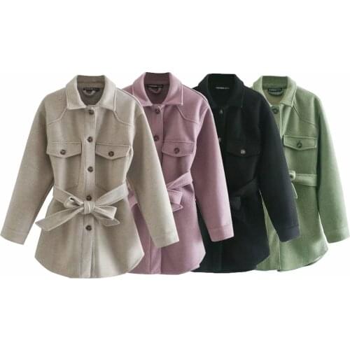 Autumn/winter 2021 womens lapel loose wool coat with belt Europe and the United States new fashion all-match thick half big win