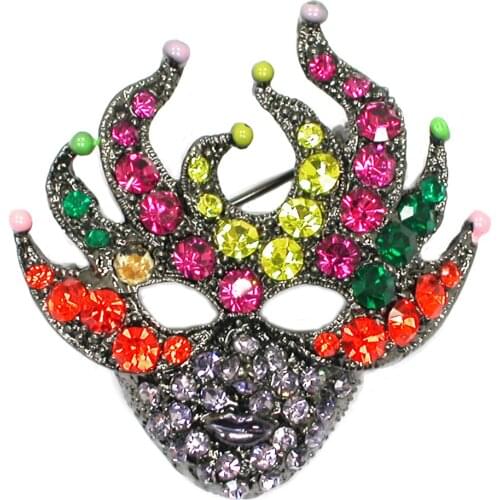 12pcs/lot Wholesale Fashion Brooch Rhinestone Mask Party Pin brooches Jewelry gift C102257