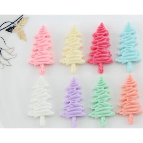 120pcs Mixed colors resin Christmas tree flatback cabochon Crafts Scrapbooking Cell phone decor, hair clips 38mm