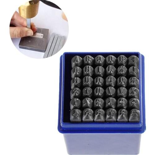 4Mm Carbon Steel Gunmetal Number " 0-9 " "&" Alphabet " A-Z " Rectangle Punch Metal Stamping Tools 58Mm X 6Mm, 1 Set