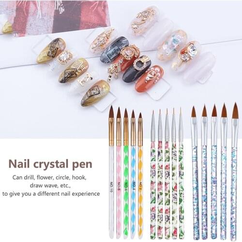 5PC/Set UV Gel Drawing Painting Nail Liner Brush Acrylic Nail Pen Manicure Brush French Nail Mixed Colors DIY Nail Art Tools