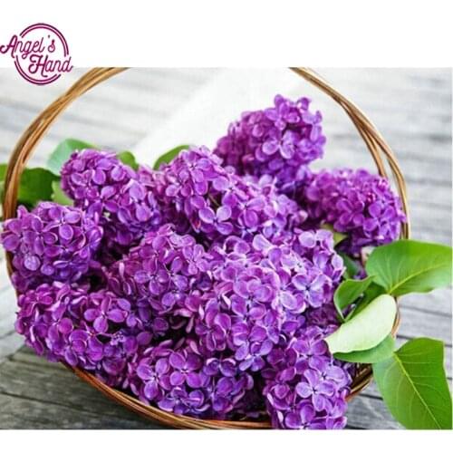 5D diamond painting bead cross stitch embroidery diamond mosaic flower sticker Purple lilac painting hobby puzzle picture