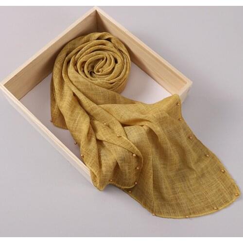 75*180CM New Dirty Dyed Cotton Linen Head Scarf Malaysia Indonesia Headscarf Gold Pink Nail Pearl Scarf Wholesale Jersey Hijab