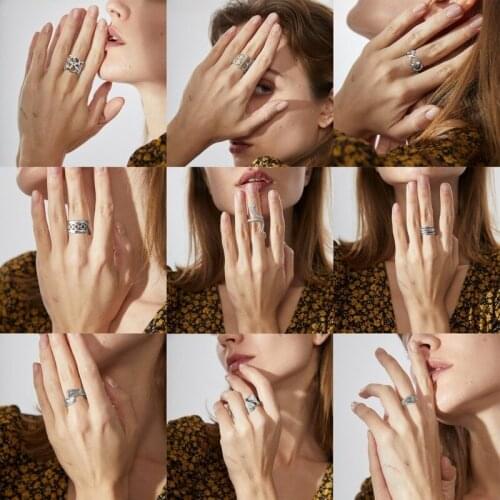 AE-CANFLY 2021Fashion Punk Exaggerated Style Ring Female Multi-element Creative Trendy Ring 2021 New