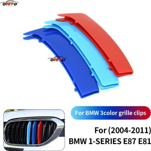 Car Front Racing Grille Clips Coves 3 Colors Grille Trim Stripe Decal Sticker ABS Accessory For bmw 1 series E81/E87 2004-2011