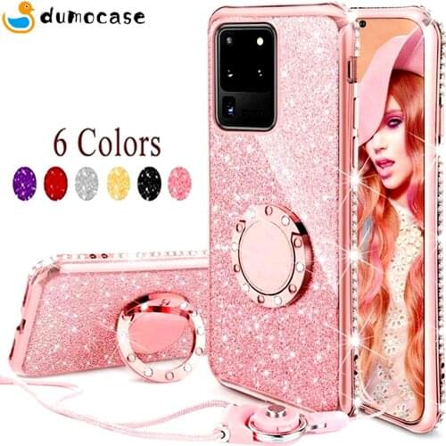 Shiny Glitter Phone Case for Xiaomi Redmi Note 10 9 S 8 Pro Max 9C Mi 11 Lite 10T Poco X3 Pro NFC Bling Stand Holder Coque Cover