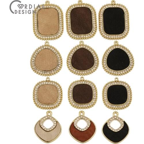 Cordial Design 30Pcs Jewelry Accessories/Rhombus Shape/Leather Effect/Rhinestone Pendants/Hand Made/Earrings Findings Components