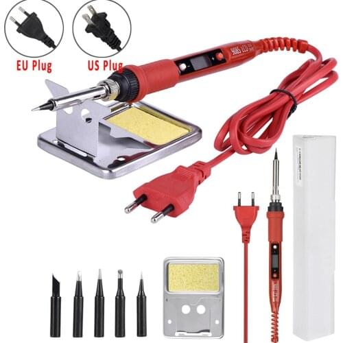 220v/110v 80W Electric Soldering Iron Set LCD Thermostat Soldering Iron Kit Adjustable Temperature Welding Solder Pen Tips