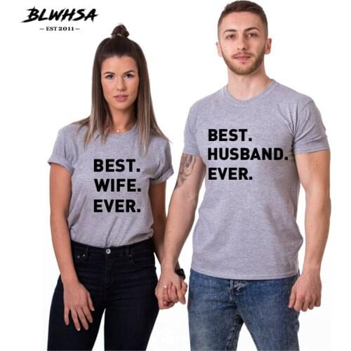BLWHSA Lovers Couple T Shirt Women Men Best Husband Wife Ever Printing Summer T-Shirt Fashion Groom Bride Lovers Funny Tops Tee