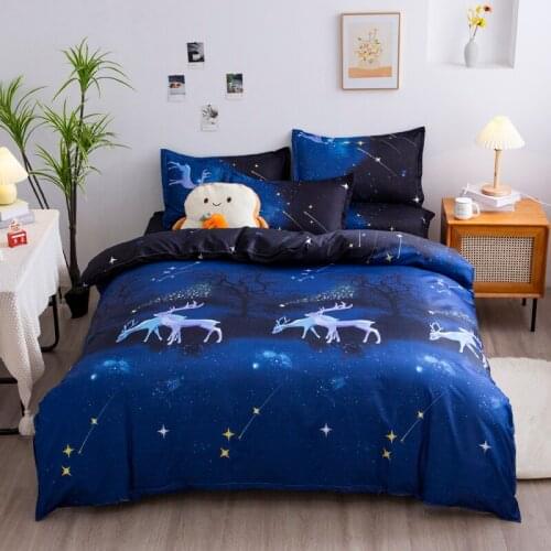 Cartoon Kids Bedding Set Animal Galaxy Deer Duvet Cover Pillow Case Soft Girls Boys 3pcs Comforter Cover Home Decor Bed Cover