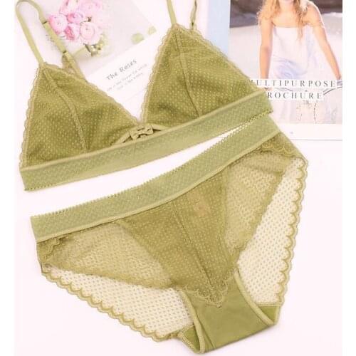 2020 Ultrathin Cotton Women Comfortable Breathable Underwear Set V-neck Adjustable Shoulder Strap Femmes Bra Set