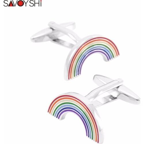 SAVOYSHI Fashion Rainbow Cufflinks for Mens Shirt Cuff bottons High Quality Enamel Cuff links Brand Men Jewelry Gift