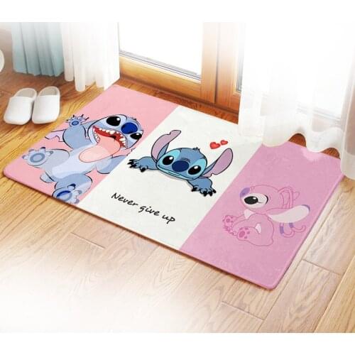 Disney Stitch Smile Anime Figures Cartoon Product Cosplay Accessories Customized Floor Mat Home Carpets Bedroom Rug Gifts
