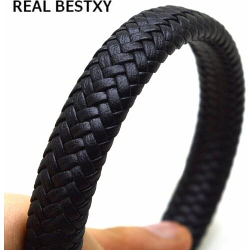 REAL BESTXY 1m/lot 12x6mm flat back Bangle braided leather cord for bracelets making diy jewelry accessories
