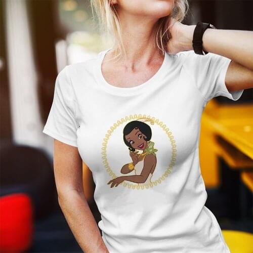 Disney Tiana The Princess T-shirts Summer New Products Fashion Comfort Color T Shirt Female Short Sleeve Harajuku Outdoor Kawaii