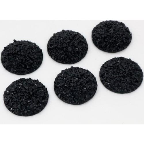 New Fashion 10pcs 20mm Pure Black Colors Natural ore Style Flat back Resin Cabochons For Bracelet Earrings accessories-T4-09