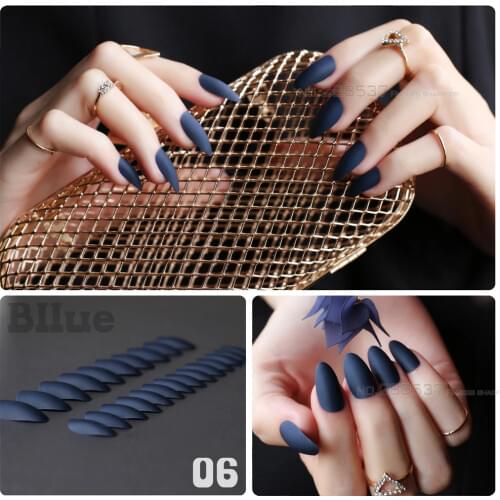 New fashion Dark blue mountain peak personality Designs Matte False nails 24pcs Full Nail Tips Girls decorating Artificial nails