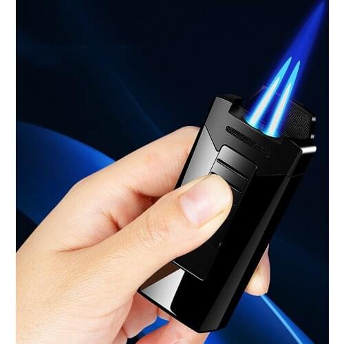 New Metal Windproof Dual Nozzle Torch Cigar Lighters Jet Gas Butane Inflated Cigarettes Lighter Gift Custom Promotion Gadget