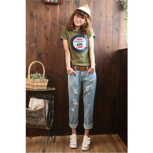 Wholesale denim Pants Softener Pockets loose Fashion Boyfriend Jeans Women Hole Vintage Girls Summer Style Harem Pants DL1776