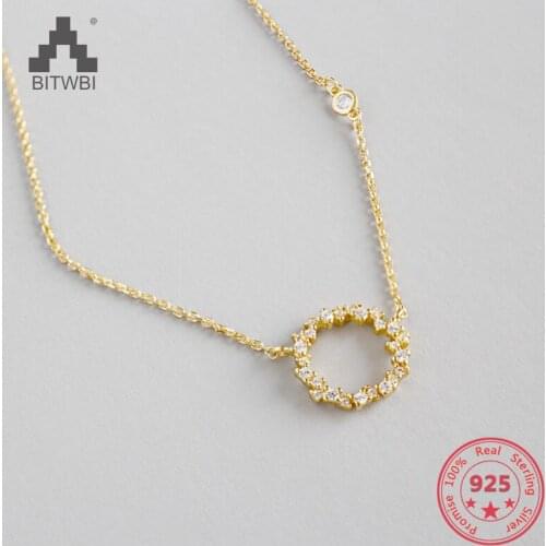 100% S925 sterling silver exquisite zircon hollow circle zircon clavicle necklace