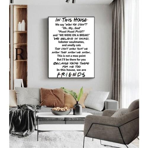Poster Joey Tribbiani Rachel Canvas Painting Friends Quotes TV Poster Friends Tv Show In This House Print Funny Quote Bedroom