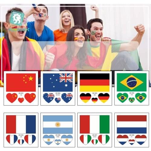 Rocooart Womens Football World Cup,France, England, Scotland, Norway, Sweden, Germany, Italy, Spain, Flag Temporary Tattoo