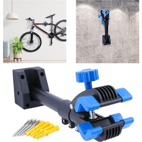 Foldable Wall Mount Bike Repair Stand, Bicycle Maintenance Rack Telescopic Workstand with Clamp Garage Home Bike Storage Hanger