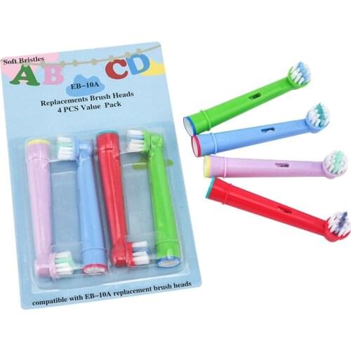 4pcs Replacement Kids Children Tooth Brush Heads For Oral B EB-10A Pro-Health Stages Electric Toothbrush Oral Care, 3D Excel