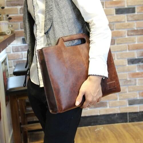 10 Inch MenS Handbag Large Capacity Leisure Business Briefcase Shaped Portable Shoulder Bag Messenger Bag