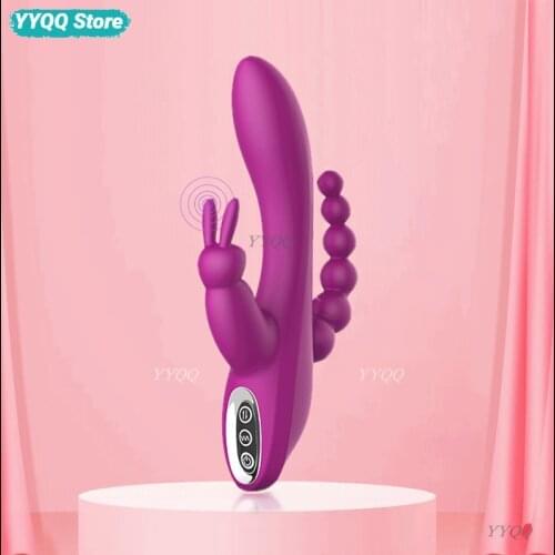 Vaginal Vibrator Sex Toys Clitoris G-Spot Anal Stimulation Massager Female Masturbation Vibrating Dildo 3-in-1 Adult Products 18
