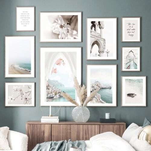 Venice Canal Beach Walk Amalfi Arch Turtle Flower Nordic Poster Painting Wall Art Print Canvas Decor Pictures For Living Room