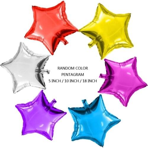 10 Pieces of 5/10/18 Inch Five-pointed Star Aluminum Foil Balloon Childrens Birthday Party Holiday Wedding Decoration