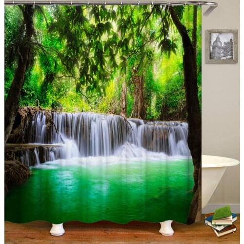 Waterfall Shower Curtains Print Bathroom Decor Home Bathtub Polyester cortinas de banho bath curtains
