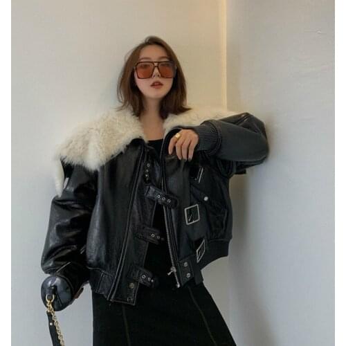 Faux Fur Coat Female Faux Leather Jacket Autumn Winter Coat Women Clothes 2020 Korean Vintage Warm Tops Manteau Femme ZT4715