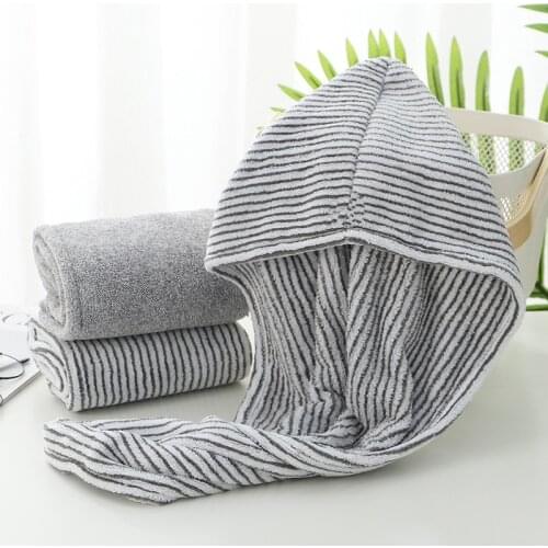 Women Bamboo Charcoal Fiber Hair Drying Towel Hat Bath Shower Head Turban Wrap Quick Dry Hair Cap For Female Bathroom 25x65CM