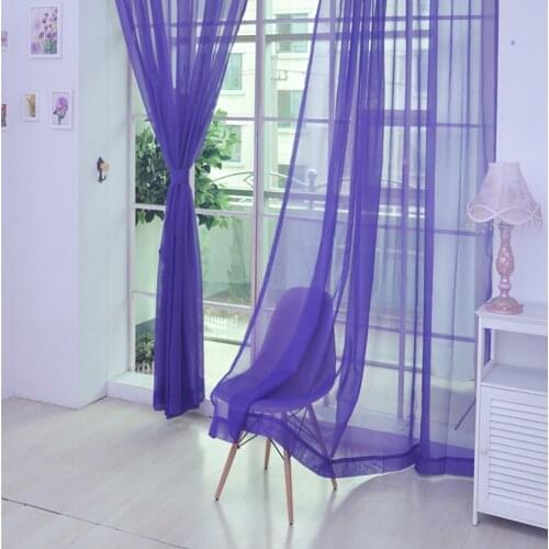 1 PCS Pure Color Tulle Door Window Curtain Drape Panel Sheer Scarf Valances