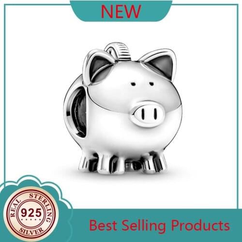 100% 925 Silver New Cute Piggy Piggy Piggy Bank Beads Suitable For The Original Pandora Bracelet Womens Diy Charm Jewelry